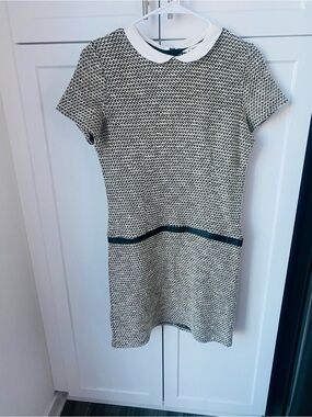 NAf NAf womens Paris size small tweed gold detailing shirt sleeve dress